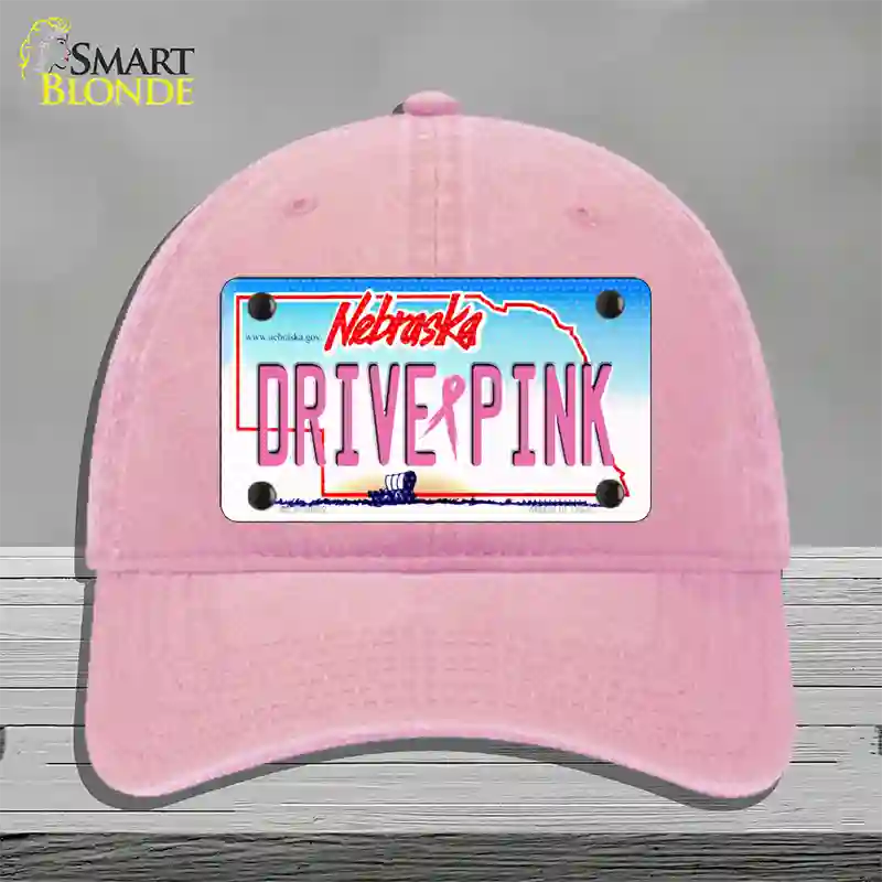 Drive Pink Nebraska Novelty License Plate Hat Unconstructed Cotton / Pink