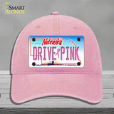 Drive Pink Nebraska Novelty License Plate Hat Unconstructed Cotton / Pink