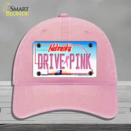 Drive Pink Nebraska Novelty License Plate Hat Unconstructed Cotton / Pink