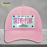 Drive Pink New Hampshire Novelty License Plate Hat Unconstructed Cotton / Pink