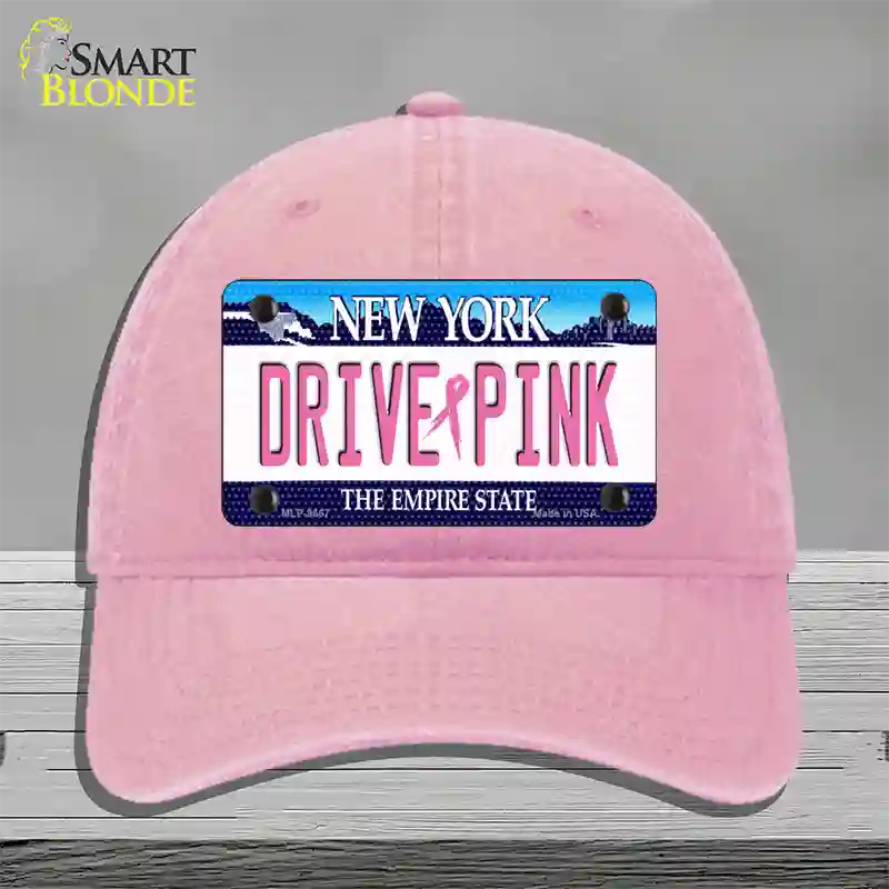 Drive Pink New York Novelty License Plate Hat Unconstructed Cotton / Pink