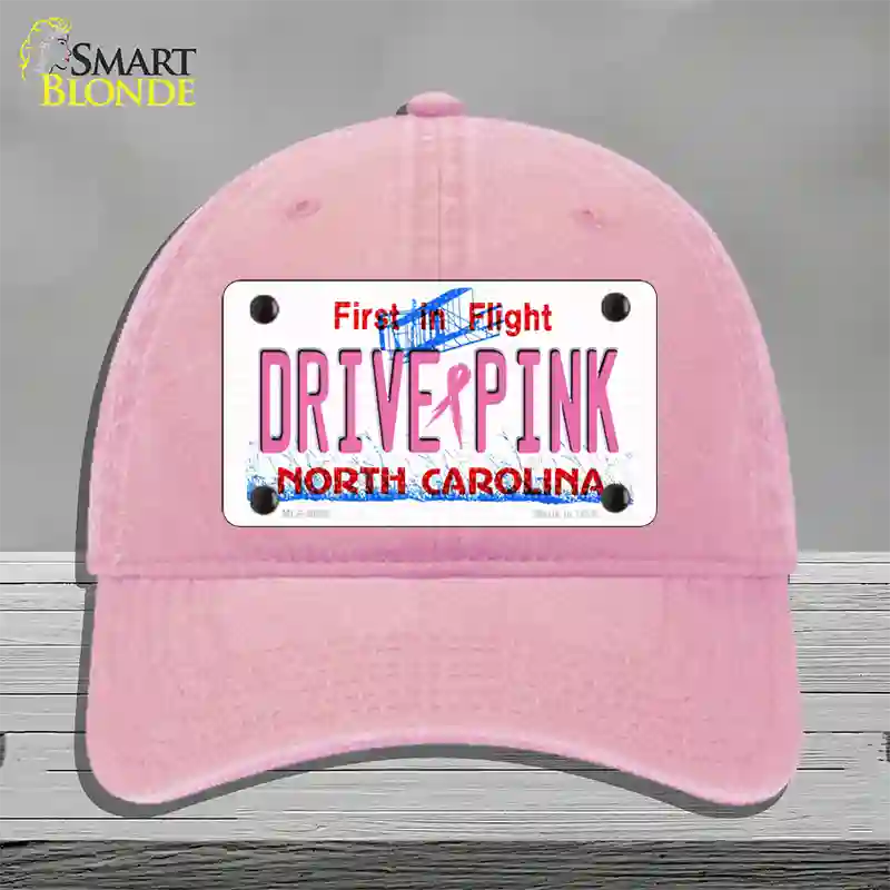 Drive Pink North Carolina Novelty License Plate Hat Unconstructed Cotton / Pink