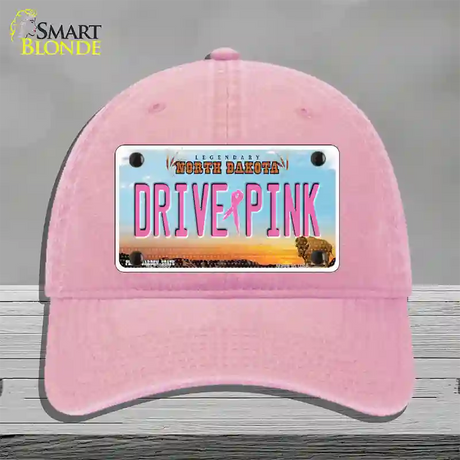 Drive Pink North Dakota Novelty License Plate Hat Unconstructed Cotton / Pink