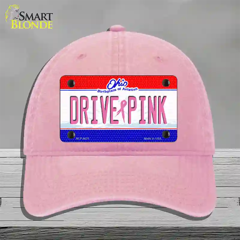 Drive Pink Ohio Novelty License Plate Hat Unconstructed Cotton / Pink