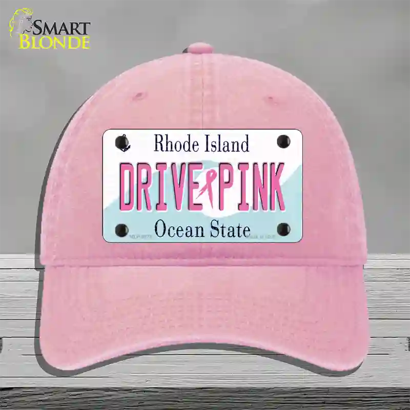 Drive Pink Rhode Island Novelty License Plate Hat Unconstructed Cotton / Pink