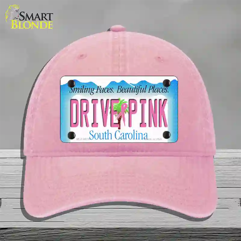 Drive Pink South Carolina Novelty License Plate Hat Unconstructed Cotton / Pink