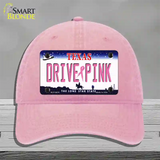 Drive Pink Texas Novelty License Plate Hat Unconstructed Cotton / Pink