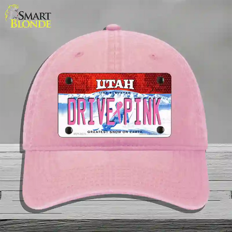 Drive Pink Utah Novelty License Plate Hat Unconstructed Cotton / Pink