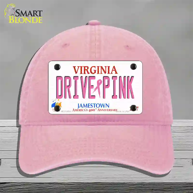 Drive Pink Virginia Novelty License Plate Hat Unconstructed Cotton / Pink