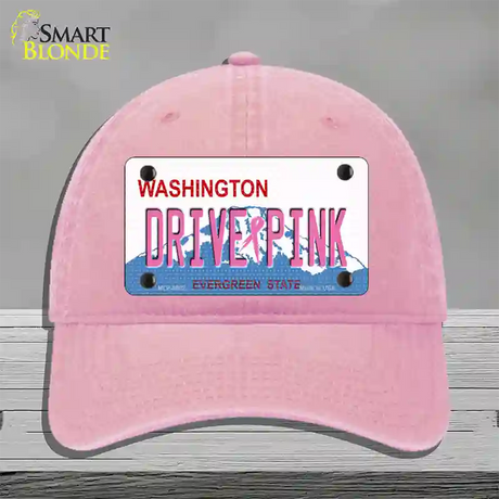 Drive Pink Washington Novelty License Plate Hat Unconstructed Cotton / Pink