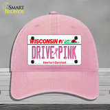 Drive Pink Wisconsin Novelty License Plate Hat Unconstructed Cotton / Pink