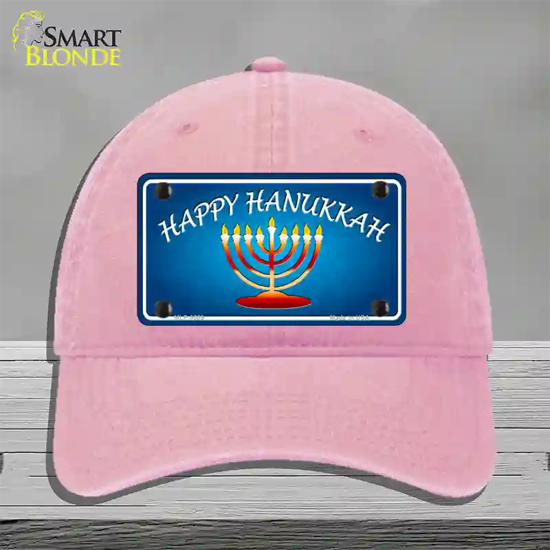 Hanukkah Novelty License Plate Hat Unconstructed Cotton / Pink