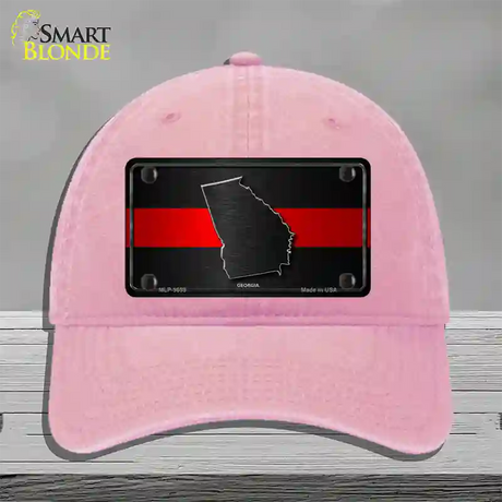 Georgia Thin Red Line Novelty License Plate Hat Unconstructed Cotton / Pink