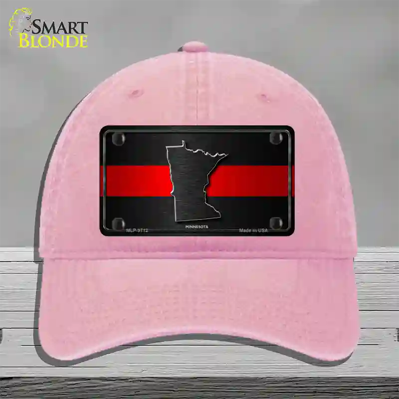 Minnesota Thin Red Line Novelty License Plate Hat Unconstructed Cotton / Pink