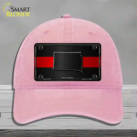 South Dakota Thin Red Line Novelty License Plate Hat Unconstructed Cotton / Pink