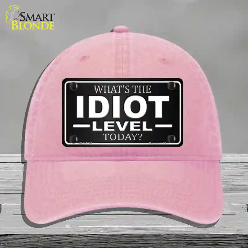 Idiot Level Novelty License Plate Hat Unconstructed Cotton / Pink