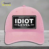 Idiot Level Novelty License Plate Hat Unconstructed Cotton / Pink