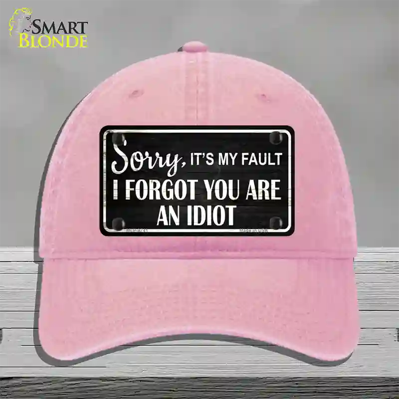 Sorry I Forgot Novelty License Plate Hat Unconstructed Cotton / Pink