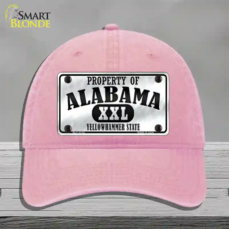 Property Of Alabama Novelty License Plate Hat Unconstructed Cotton / Pink