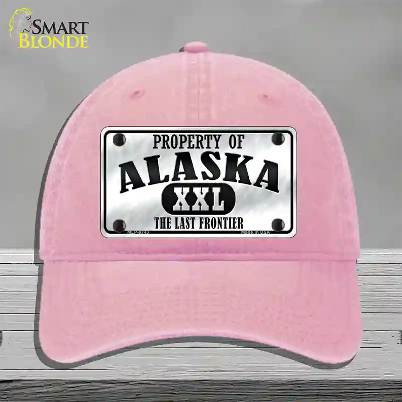 Property Of Alaska Novelty License Plate Hat Unconstructed Cotton / Pink