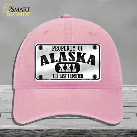 Property Of Alaska Novelty License Plate Hat Unconstructed Cotton / Pink