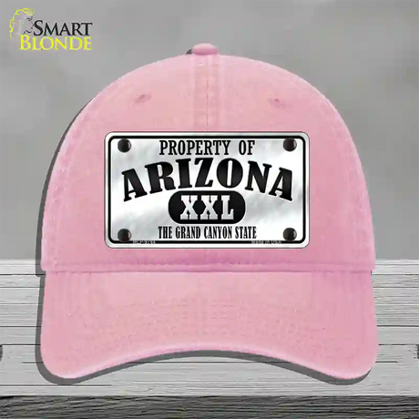 Property Of Arizona Novelty License Plate Hat Unconstructed Cotton / Pink