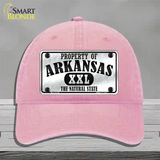 Property Of Arkansas Novelty License Plate Hat Unconstructed Cotton / Pink