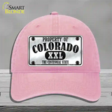 Property Of Colorado Novelty License Plate Hat Unconstructed Cotton / Pink