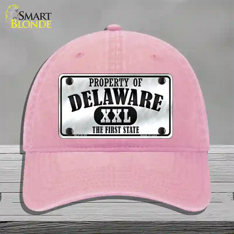 Property Of Delaware Novelty License Plate Hat Unconstructed Cotton / Pink