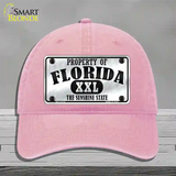 Property Of Florida Novelty License Plate Hat Unconstructed Cotton / Pink