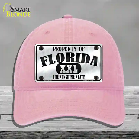 Property Of Florida Novelty License Plate Hat Unconstructed Cotton / Pink