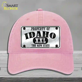 Property Of Idaho Novelty License Plate Hat Unconstructed Cotton / Pink