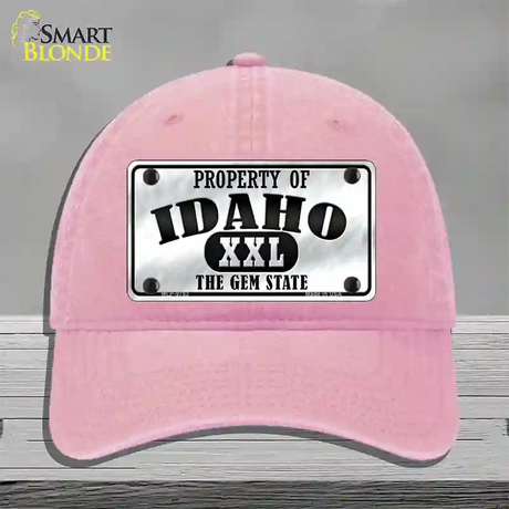 Property Of Idaho Novelty License Plate Hat Unconstructed Cotton / Pink