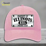 Property Of Illinois Novelty License Plate Hat Unconstructed Cotton / Pink