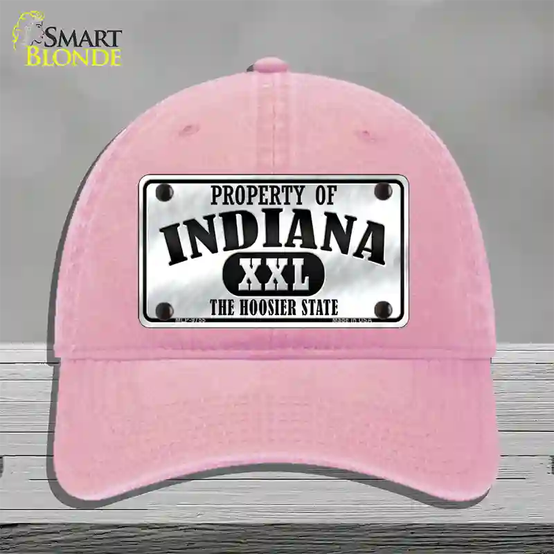 Property Of Indiana Novelty License Plate Hat Unconstructed Cotton / Pink