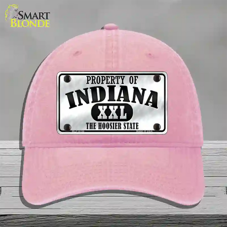 Property Of Indiana Novelty License Plate Hat Unconstructed Cotton / Pink