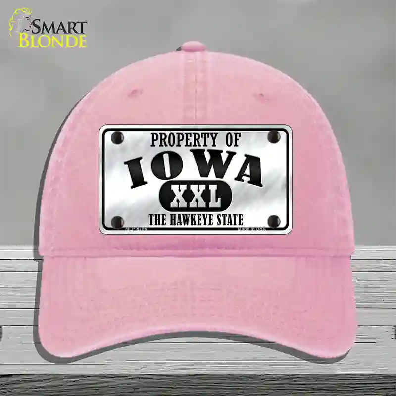 Property Of Iowa Novelty License Plate Hat Unconstructed Cotton / Pink