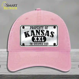 Property Of Kansas Novelty License Plate Hat Unconstructed Cotton / Pink