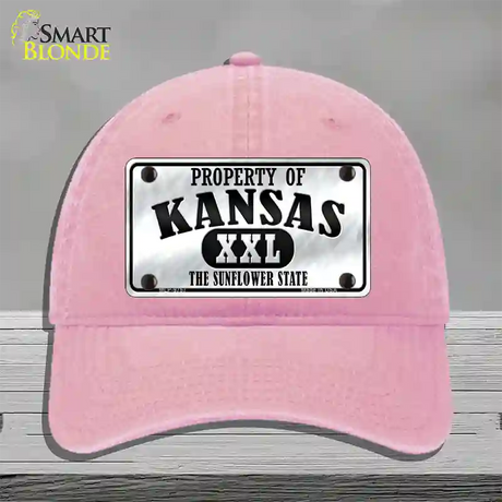 Property Of Kansas Novelty License Plate Hat Unconstructed Cotton / Pink