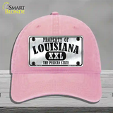 Property Of Louisiana Novelty License Plate Hat Unconstructed Cotton / Pink