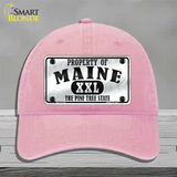 Property Of Maine Novelty License Plate Hat Unconstructed Cotton / Pink