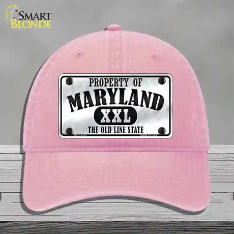 Property Of Maryland Novelty License Plate Hat Unconstructed Cotton / Pink