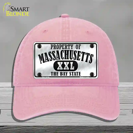 Property Of Massachusetts Novelty License Plate Hat Unconstructed Cotton / Pink