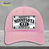 Property Of Minnesota Novelty License Plate Hat Unconstructed Cotton / Pink