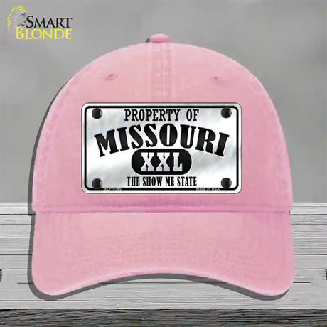 Property Of Missouri Novelty License Plate Hat Unconstructed Cotton / Pink