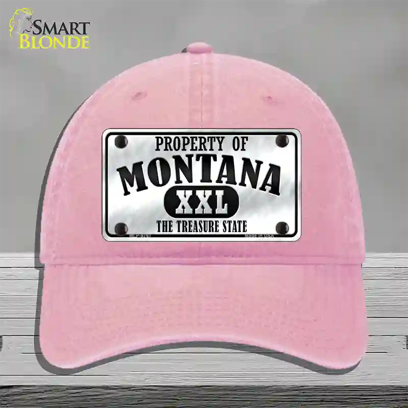 Property Of Montana Novelty License Plate Hat Unconstructed Cotton / Pink