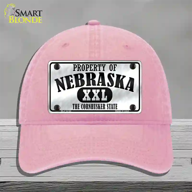 Property Of Nebraska Novelty License Plate Hat Unconstructed Cotton / Pink