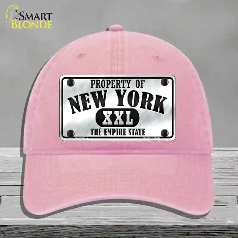 Property Of New York Novelty License Plate Hat Unconstructed Cotton / Pink