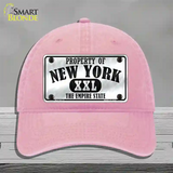 Property Of New York Novelty License Plate Hat Unconstructed Cotton / Pink