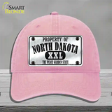 Property Of North Dakota Novelty License Plate Hat Unconstructed Cotton / Pink